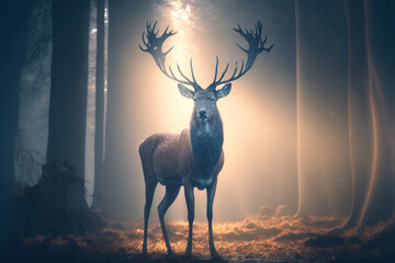 A big deer in an enchanted forest - AI generative technology