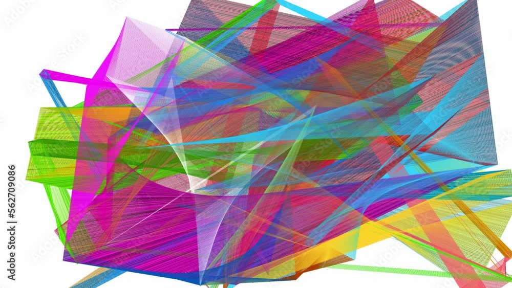 Poster abstract multicolored painting animation of spiro rectangles moving on white background. artificial 