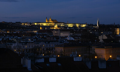 Night panorama with Prague Castle