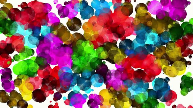 Abstract multicolored painting animation of bubbles on white background. Artificial intelligence concept of digital art