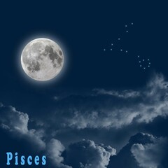 full moon in pisces 3d illustration