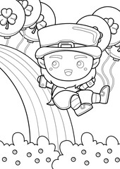 Saint Patrick Holiday Celebration Coloring Pages A4 for Kids and Adult