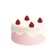 cake with strawberry　3D 