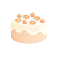 cake with orange　3D 