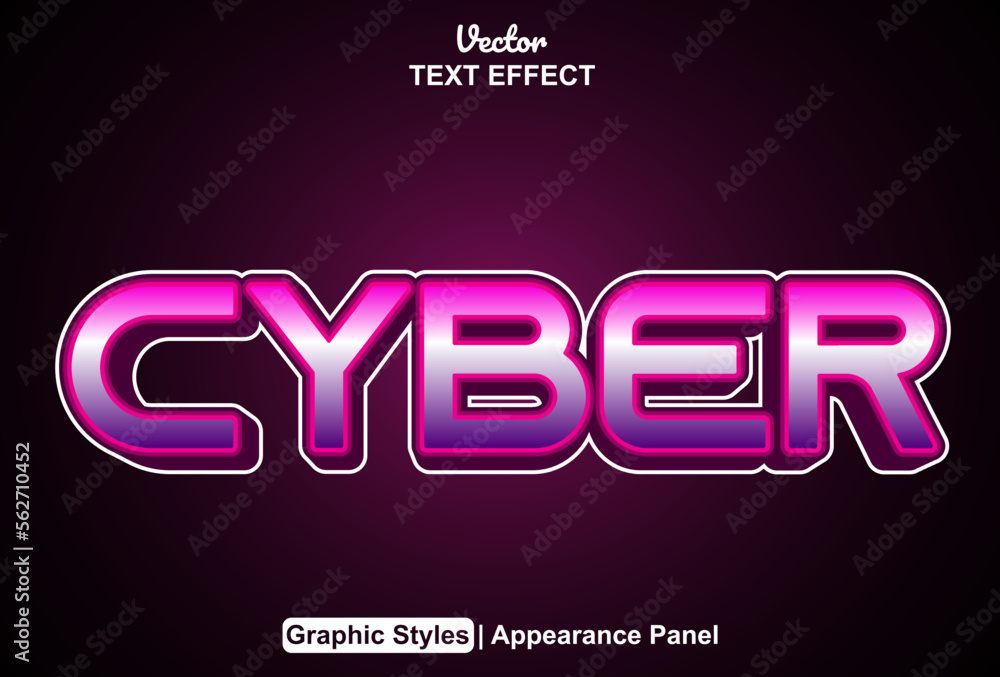 Poster cyber text effect with graphic style and editable.