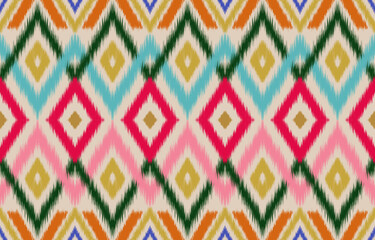 Ethnic seamless pattern. Vector geometric Tribal African Indian traditional embroidery background.
Bohemian fashion. Ikat fabric carpet batik ornament chevron textile decoration wallpaper boho style