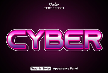 cyber text effect with graphic style and editable.