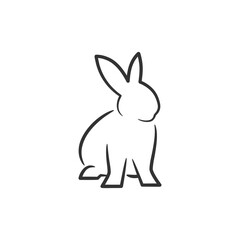 Rabbit line art black and white