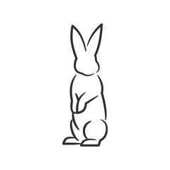 Rabbit line art black and white