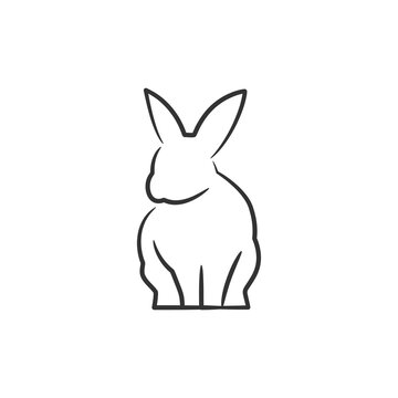 Rabbit line art black and white