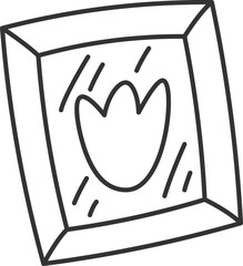Cute hand drawn picture in frame flat icon