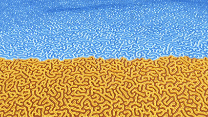Ukraine flag made from brain coral maze like structure