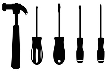 Screwdriver silhouette. Working tools icon. 