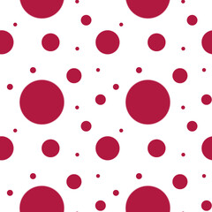 Many round confetti in magenta colors on white backdrop.