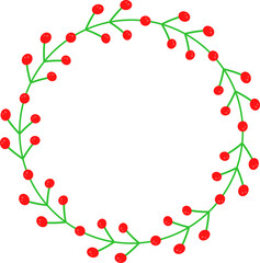 Christmas wreath design illustration isolated on transparent background