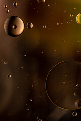 Abstract colorful bubbles. Soft background with intense copper color circles.