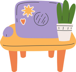 Workplace for student flat icon Laptop and table
