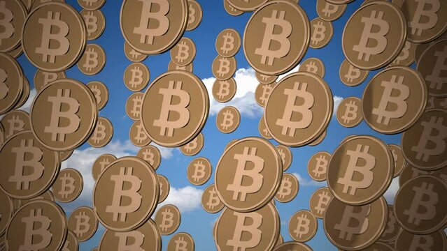 Floating Bitcoin Cryptocurrency 3D Animation