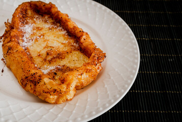 Fried French toast ,Torrijas. Typical Spanish Easter sweet. Vertical photography and selective focus