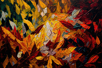 Abstract autumn painting. Generative AI.