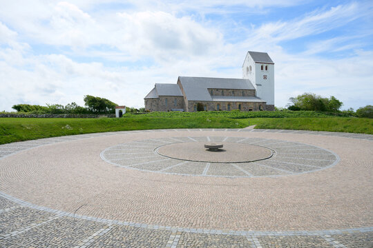 North view of Vestervig Abbey with circular parking lot
