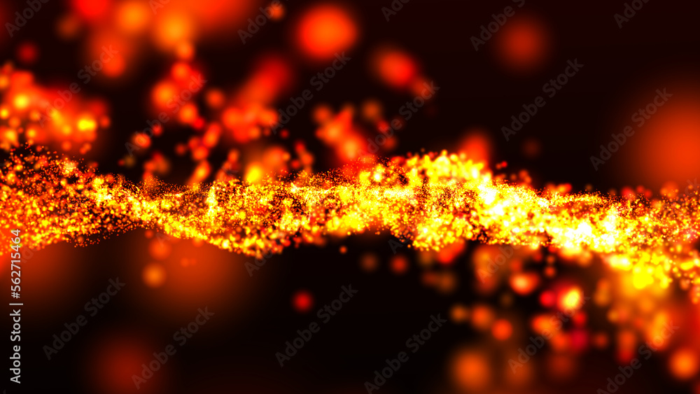 Poster wave of particles. futuristic dots pattern on dark background. big data digital code. technology or 
