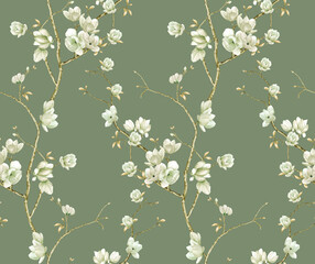 Classic Popular Flower Seamless pattern background.Perfect for wallpaper, fabric design, wrapping paper, surface textures, digital paper.