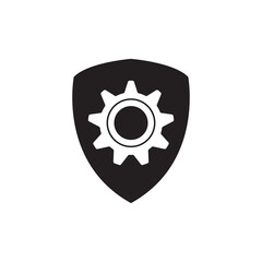 shield gear logo icon illustration.