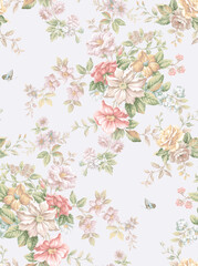 Classic Popular Flower Seamless pattern background.Perfect for wallpaper, fabric design, wrapping paper, surface textures, digital paper.