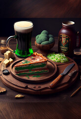 Saint Patrick's day. Still life with food. Generated Ai.