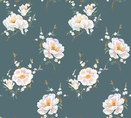Naklejka na ściany i meble Classic Popular Flower Seamless pattern background.Perfect for wallpaper, fabric design, wrapping paper, surface textures, digital paper.