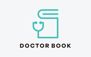Fototapeta premium LOGO BOOK WITH STETHOSCOPE LINE MODERN TECHNOLOGY