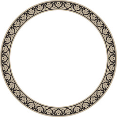 .Vector gold and black round Chinese ornament. Frame, border, circle, ring of Asian peoples of the East.