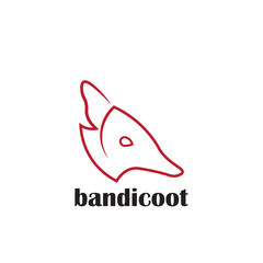 Bandicoot logo design in red color.