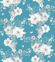 Classic Popular Flower Seamless pattern background.Perfect for wallpaper, fabric design, wrapping paper, surface textures, digital paper.