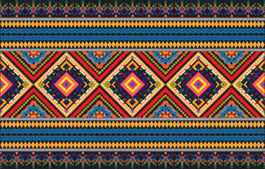 Ikat geometric folklore ornament with diamonds. Tribal ethnic vector texture. Seamless striped pattern in Aztec style. Folk embroidery. Indian, Scandinavian, Gypsy, Mexican, African rug.
