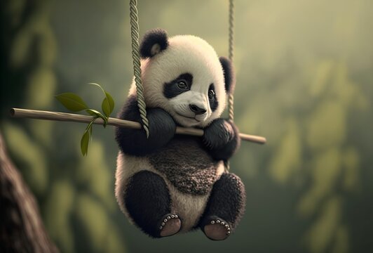 panda bear illustration, ai generative