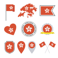 made in Hong Kong icon set, product labels of Hong Kong
