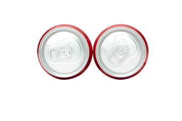 Aluminum red can soda or soft drink beverage. Front soft drink can lid not yet open to drink It is popular all over the world. Isolated PNG background cot out