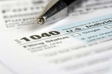 Tax return and filing concept form 1040