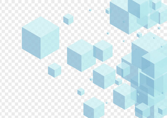 Grey Cube Background Transparent Vector. Geometric Graphic Illustration. Monochrome Block Isolated Texture. Template Card. White Collection Polygon.