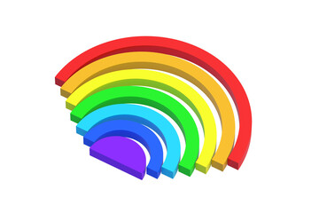 Fototapeta premium Rainbow isolated on white background. Educational logic toys. Montessori games. 3d render