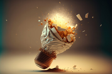 light bulb explosion of ideas. Generative AI.