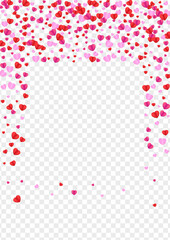 Violet Heart Background Transparent Vector. Wedding Texture Confetti. Red Amour Backdrop. Fond Confetti Abstract Illustration. Pink Shape Pattern.