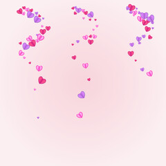 Fototapeta na wymiar Pinkish Confetti Background Pink Vector. February Frame Heart. Red Drop Illustration. Purple Confetti Celebration Texture. Tender Wallpaper Backdrop.