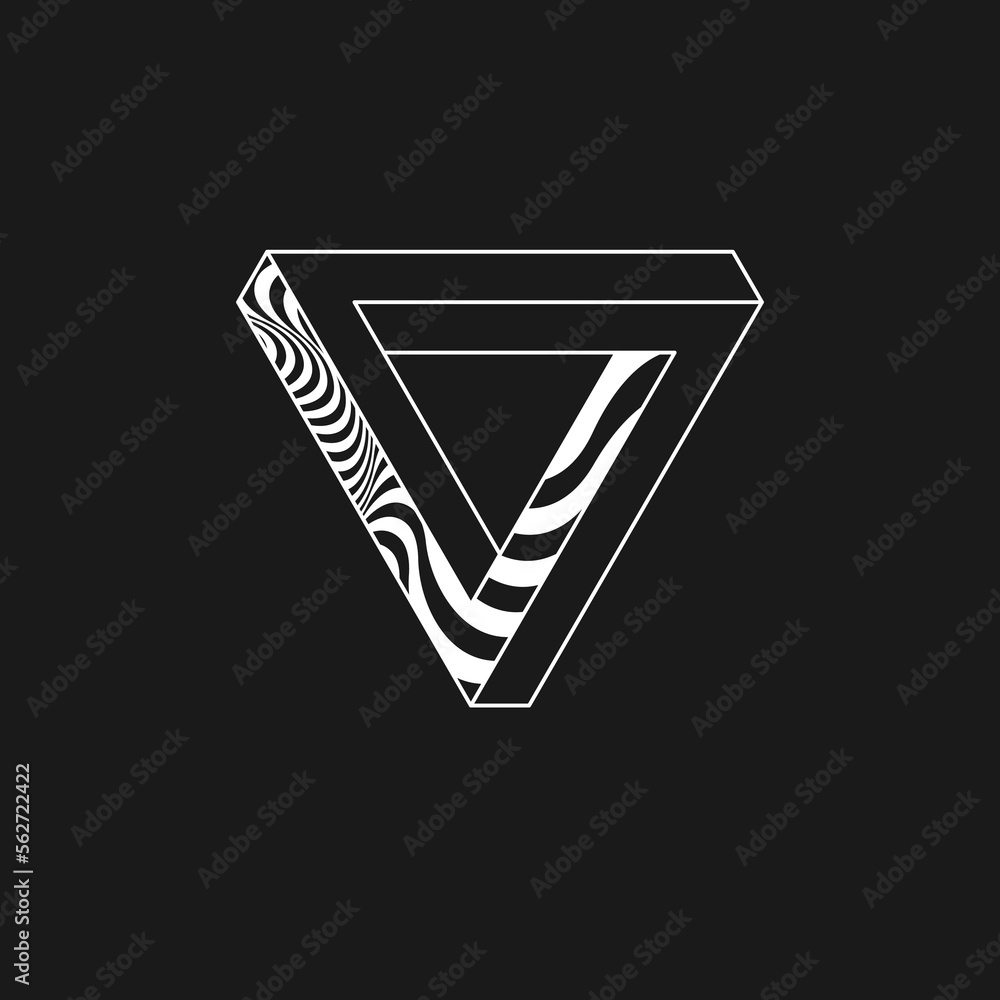 Poster impossible geometric shape. the penrose triangle. isolated 3d shape. a graphic element for your desi