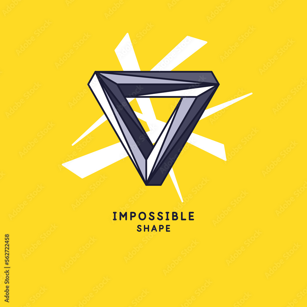 Poster impossible geometric shape. the penrose triangle. isolated 3d shape. a graphic element for your desi
