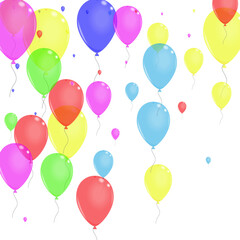 Pink Balloon Background White Vector. Air Festive Background. Bright Light. Blue Helium. Surprise Wedding Card.