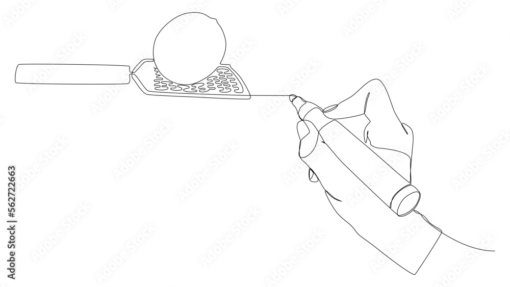 Aufkleber one continuous line of hand drawing lemon and grater with felt tip pen. thin line illustration vecto