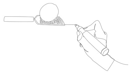 One continuous line of hand drawing Lemon and grater with felt tip pen. Thin Line Illustration vector concept. Contour Drawing Creative ideas.